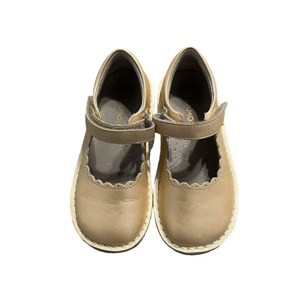 L'Amour Sz 11 Champagne Leather Mary Jane Dress Shoes